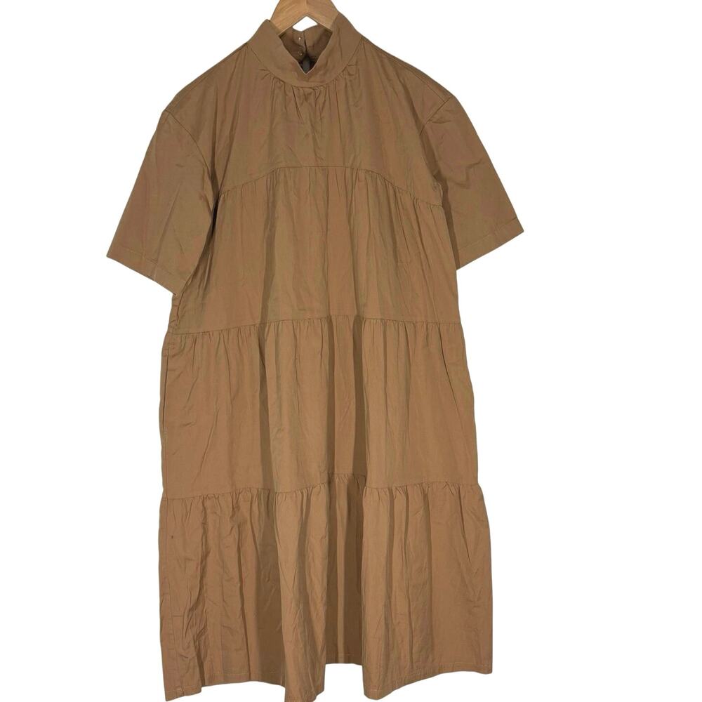 Everlane Tiered Mock Neck Dress Women’s Size Small Minimalist Cottagecore Poplin - Picture 2 of 10